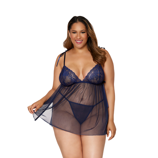 Bow-tied Babydoll & Matching G-string