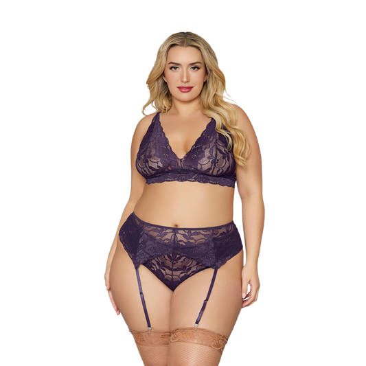 Lace Lingerie Trio - Indigo